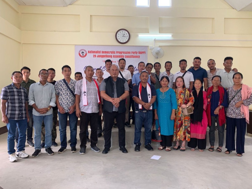 MLA & Advisor for Transport and Technical Education Temjenmenba along with the newly nominated officials of NDPP 29 Jangpetkong AC after the general consultative meet at Nokyu Salang, Mangkolemba on August 23.